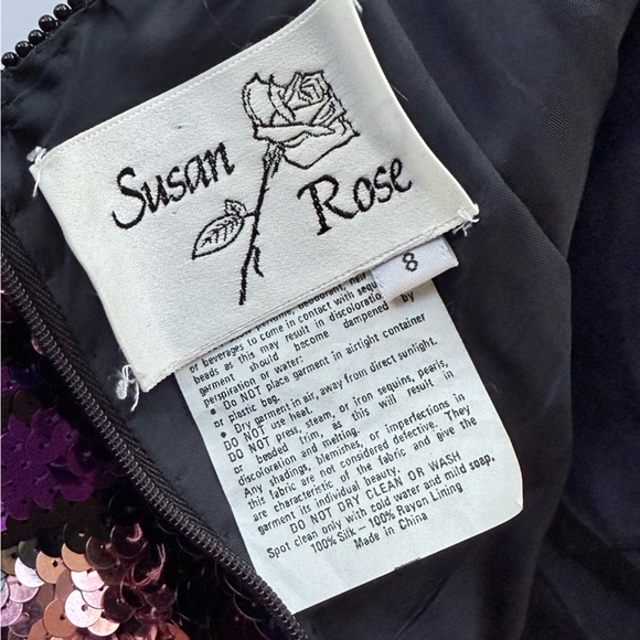 Vintage 1980s Silk Multicolor Fully Sequined & Beaded Dress by Susan Rose 8 - Picture 12 of 16